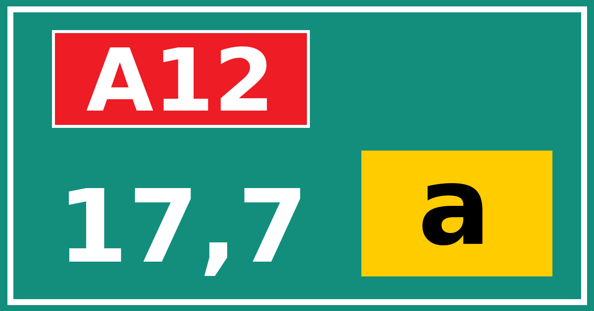 Hectometerbord A12 17,7 letter a