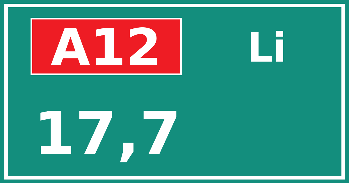 Hectometerbord A12 17,7 zijde Li