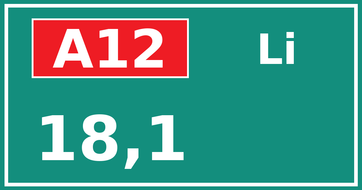 Hectometerbord A12 18,1 zijde Li