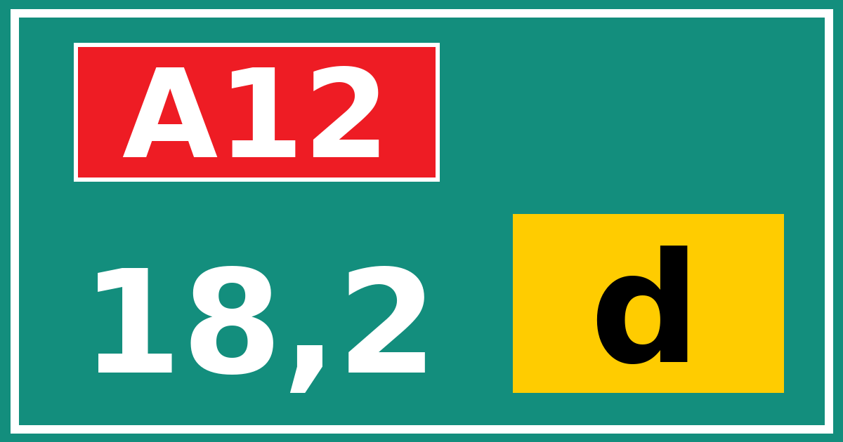 Hectometerbord A12 18,2 letter d