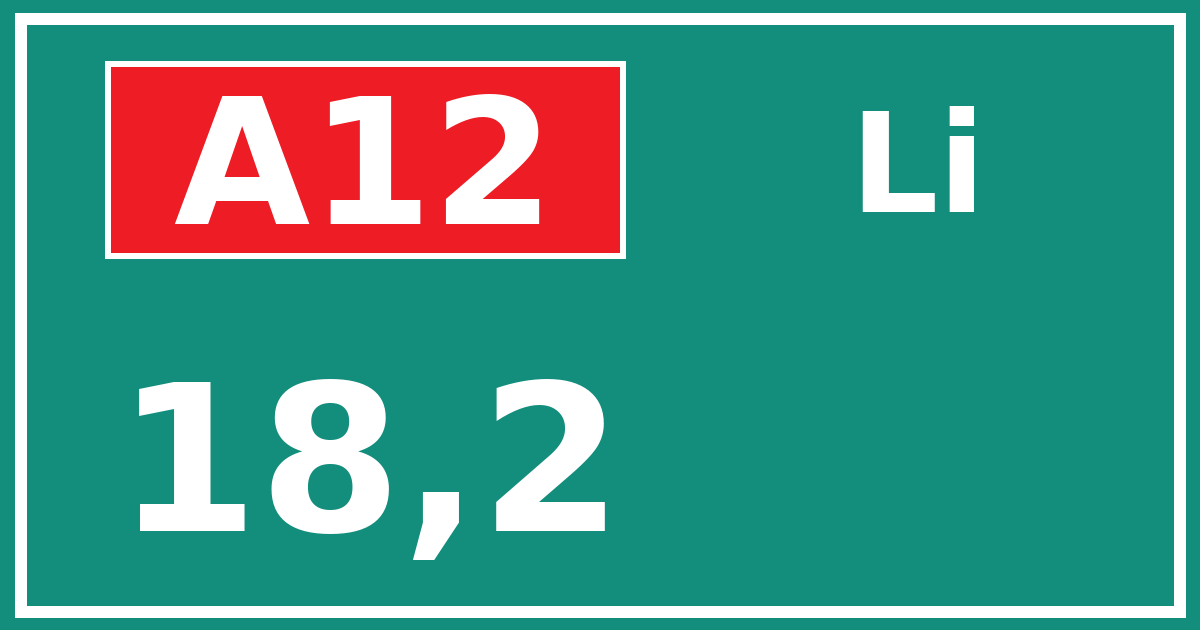 Hectometerbord A12 18,2 zijde Li