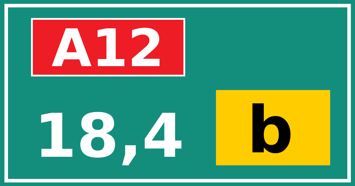 Hectometerbord A12 18,4 letter b