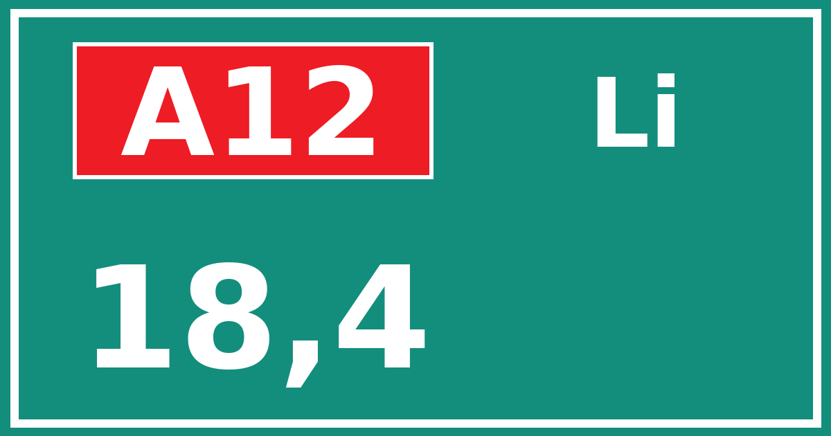 Hectometerbord A12 18,4 zijde Li