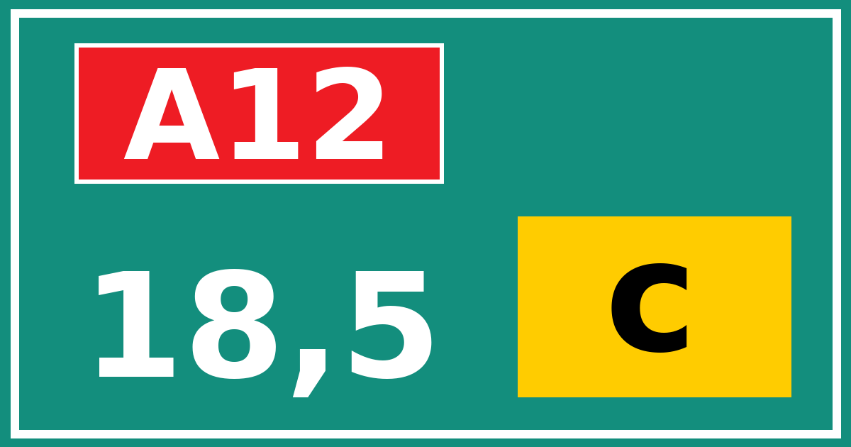 Hectometerbord A12 18,5 letter c