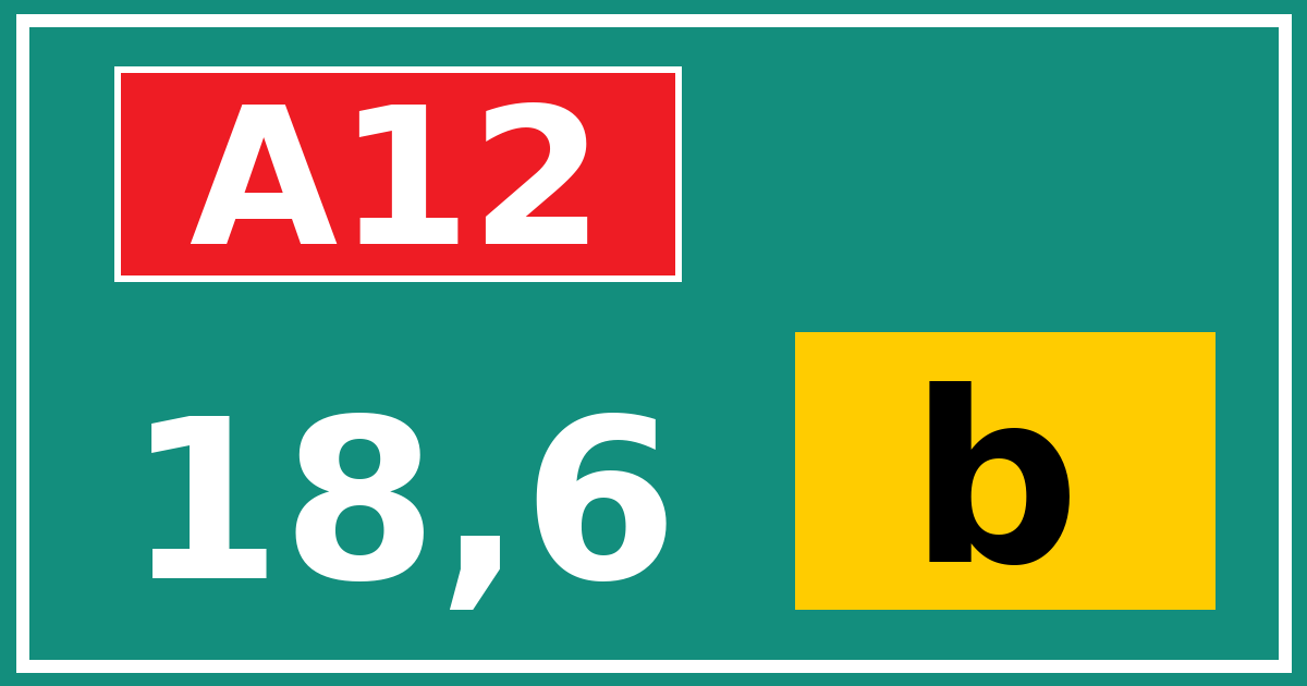 Hectometerbord A12 18,6 letter b