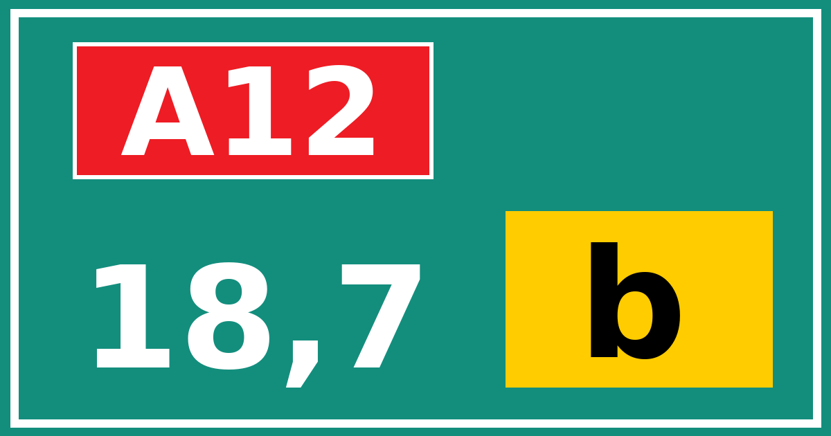Hectometerbord A12 18,7 letter b