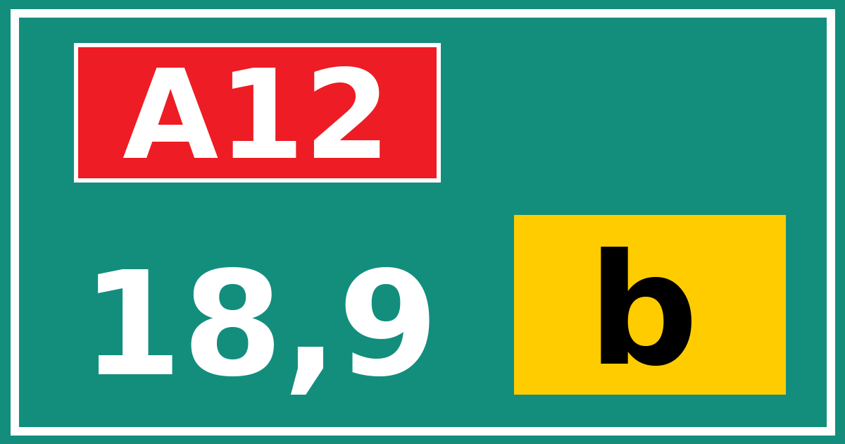 Hectometerbord A12 18,9 letter b