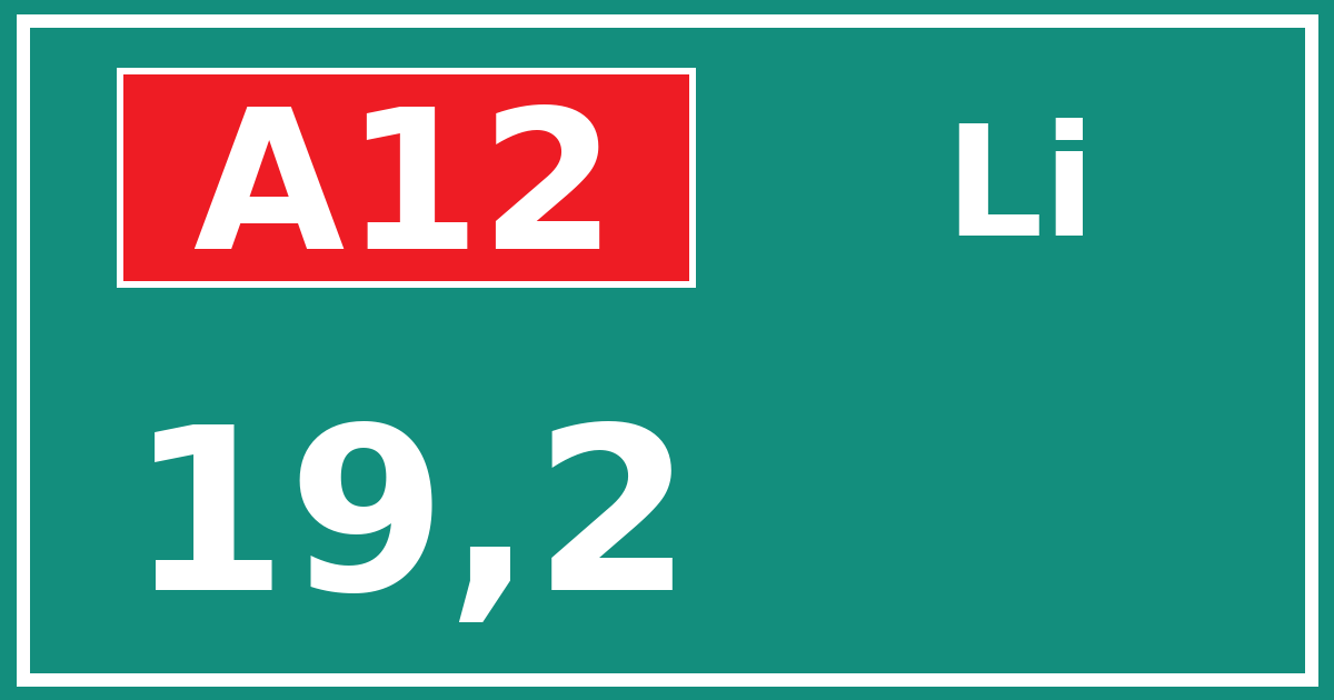 Hectometerbord A12 19,2 zijde Li