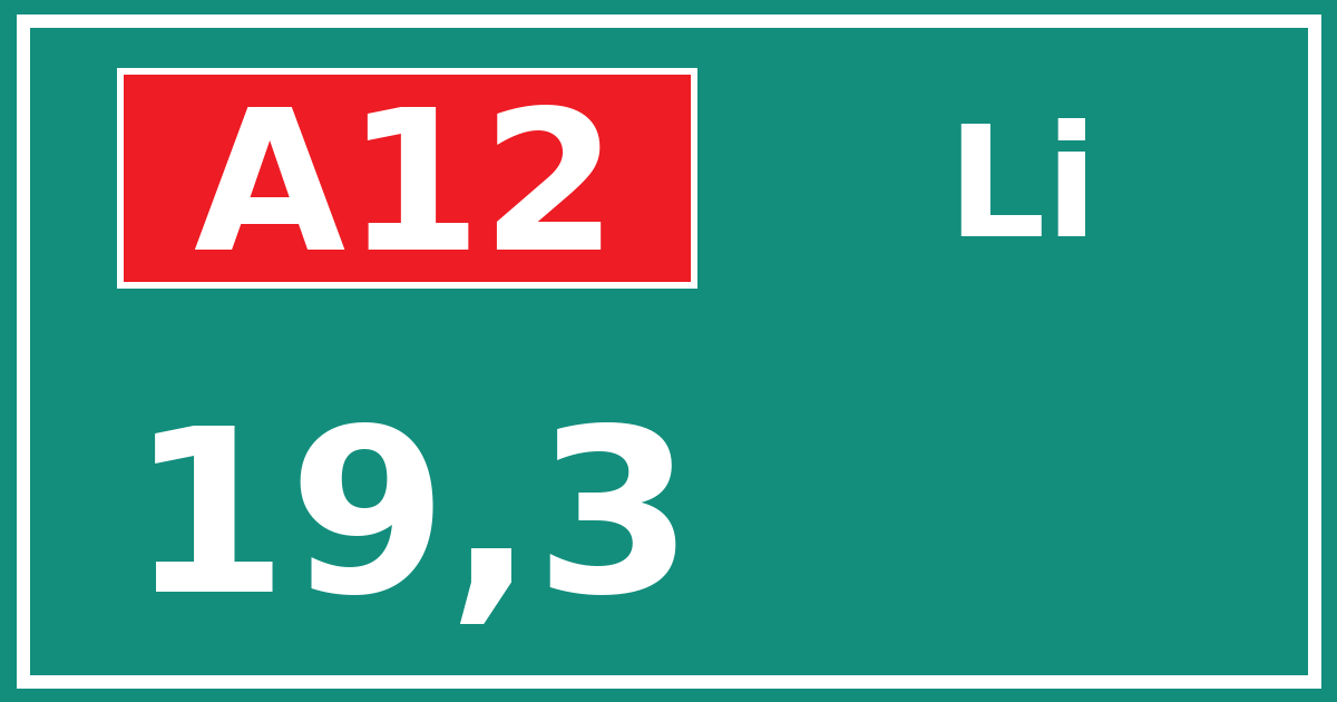 Hectometerbord A12 19,3 zijde Li