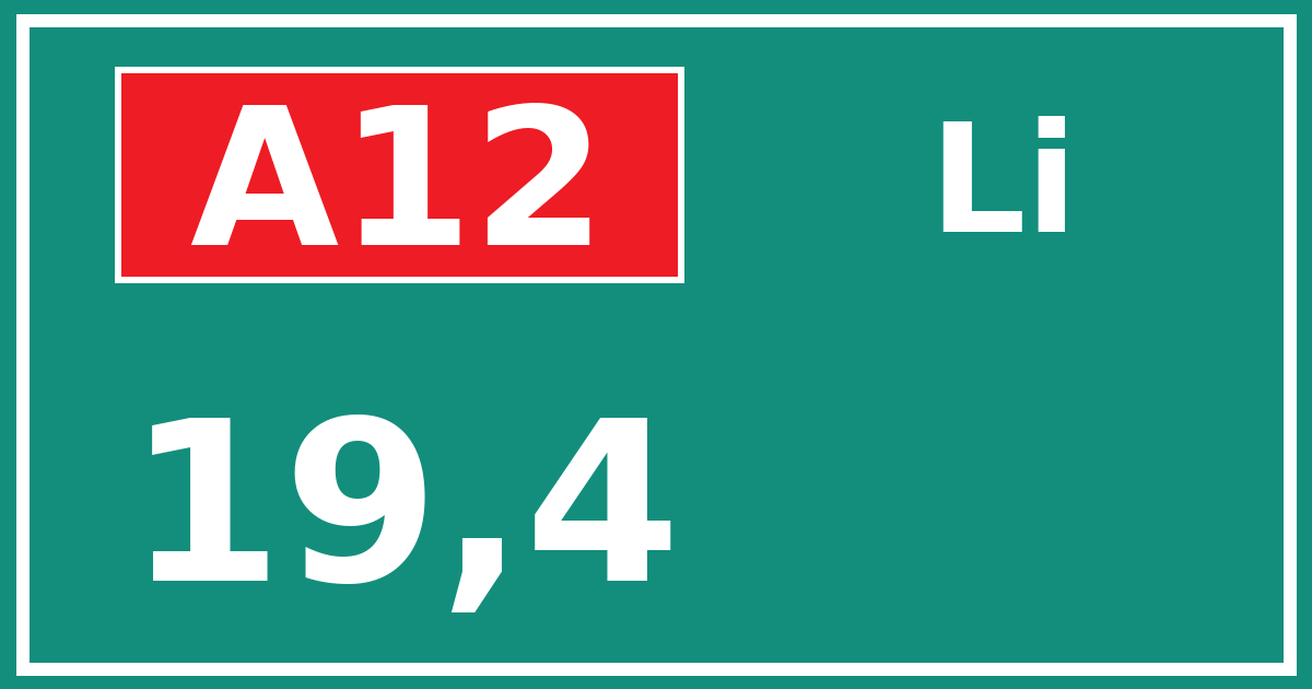 Hectometerbord A12 19,4 zijde Li
