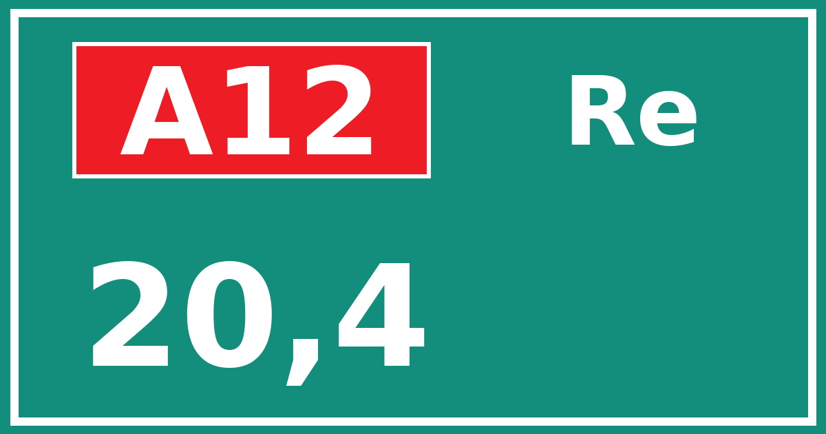 Hectometerbord A12 20,4 zijde Re