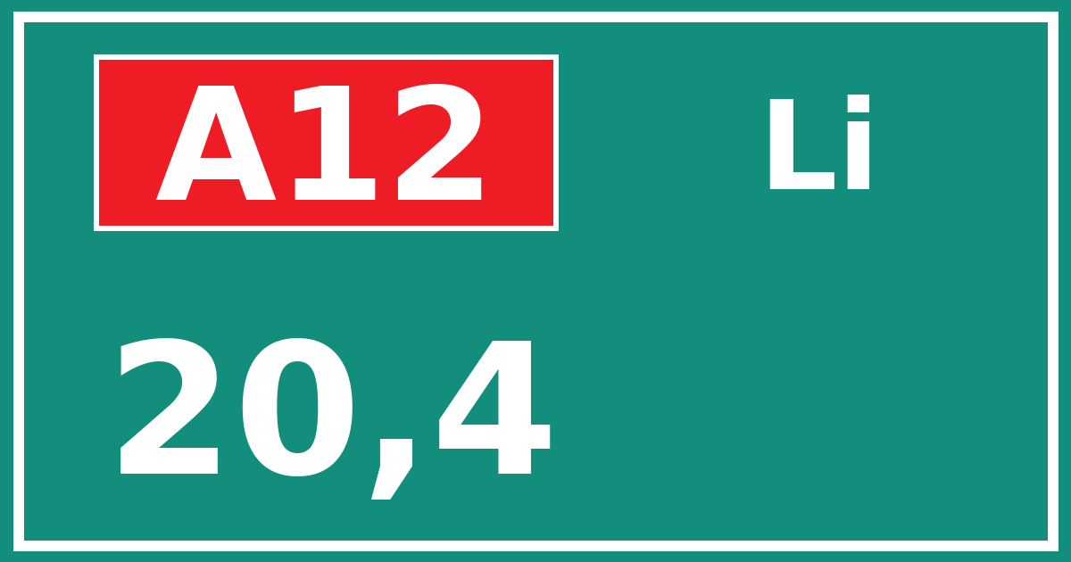 Hectometerbord A12 20,4 zijde Li