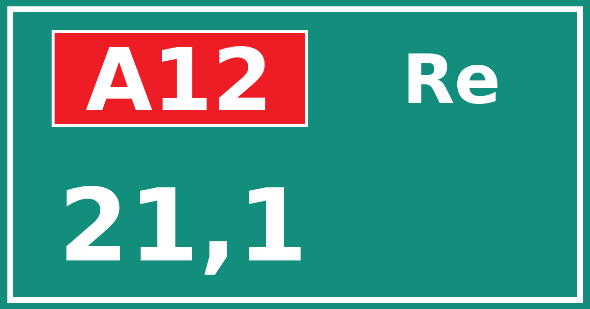 Hectometerbord A12 21,1 zijde Re