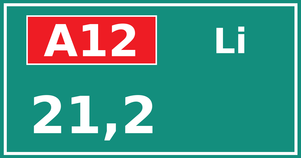 Hectometerbord A12 21,2 zijde Li