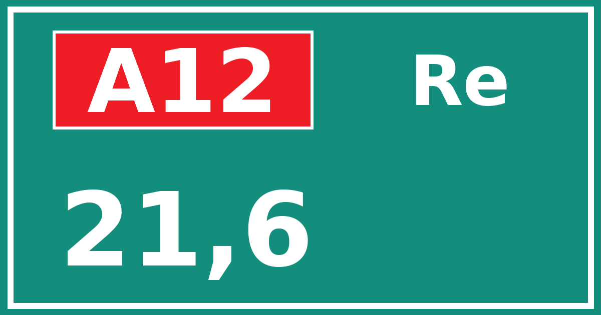 Hectometerbord A12 21,6 zijde Re