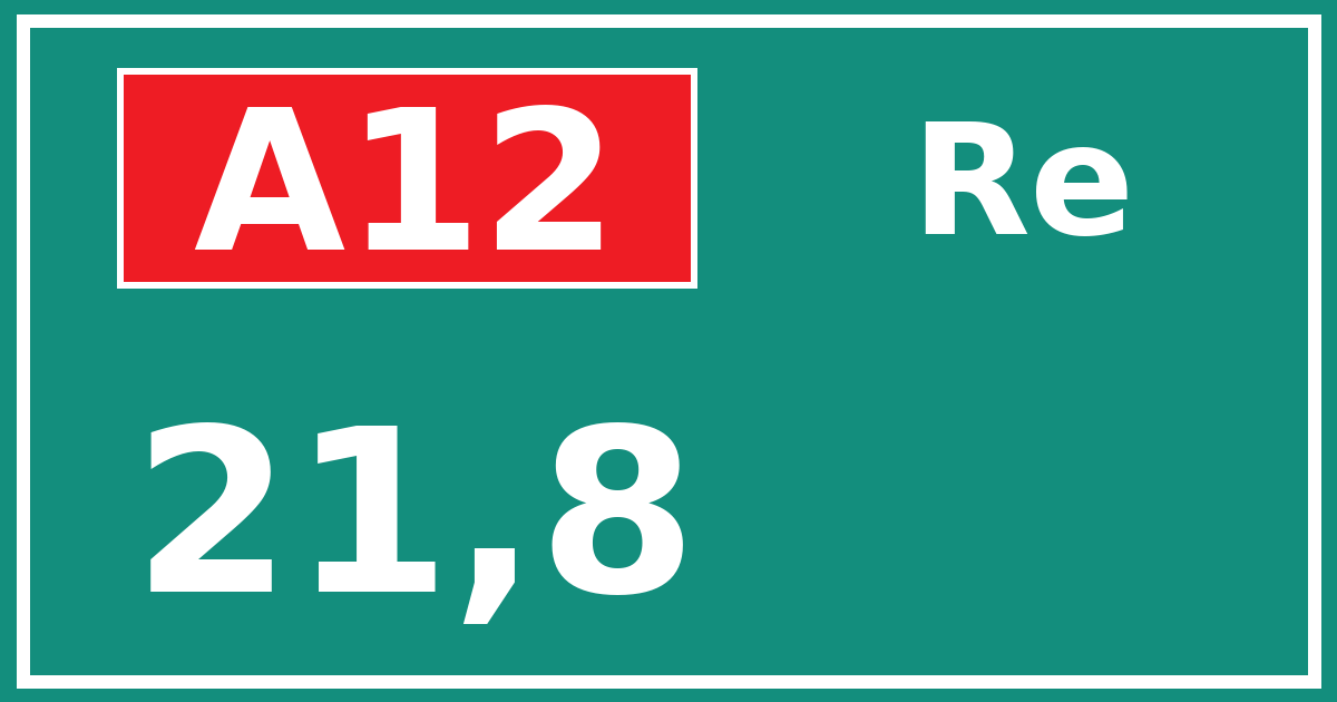 Hectometerbord A12 21,8 zijde Re