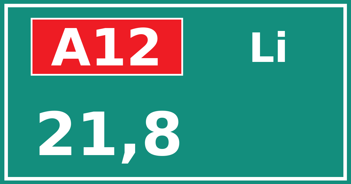 Hectometerbord A12 21,8 zijde Li