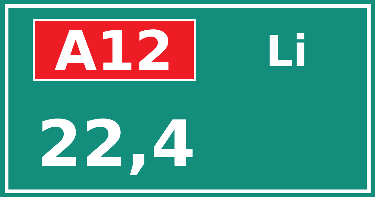 Hectometerbord A12 22,4 zijde Li