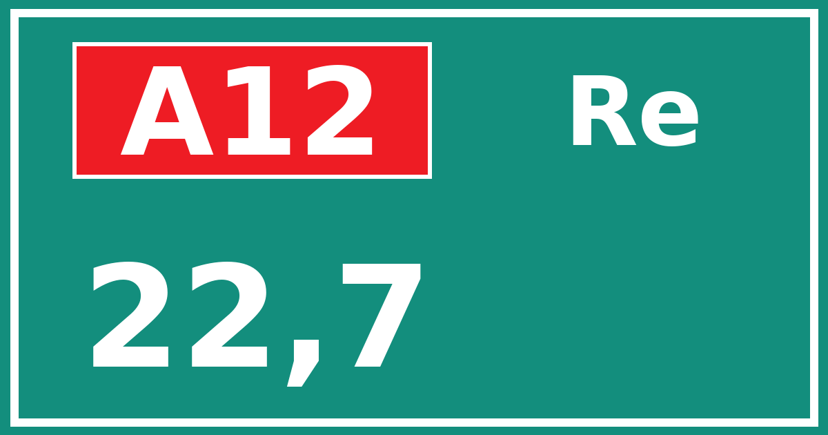 Hectometerbord A12 22,7 zijde Re