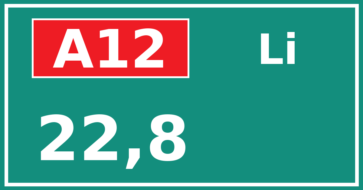 Hectometerbord A12 22,8 zijde Li