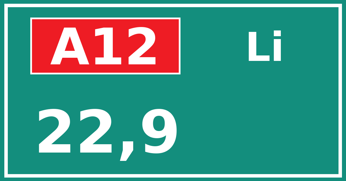 Hectometerbord A12 22,9 zijde Li