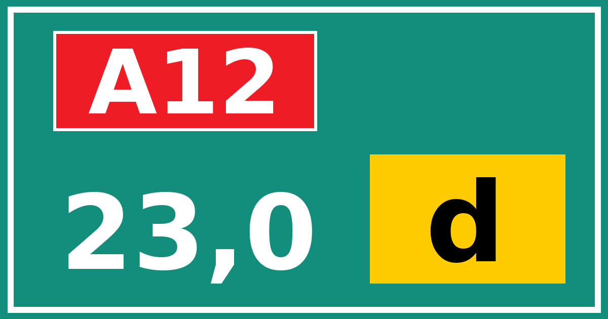 Hectometerbord A12 23,0 letter d