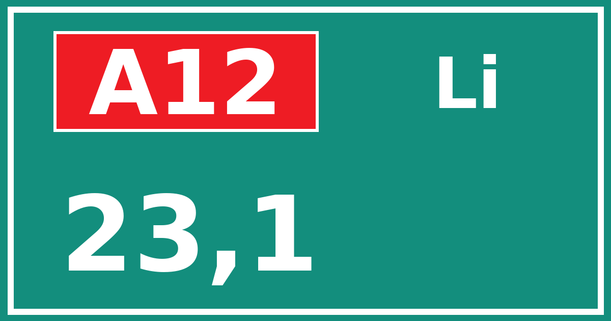 Hectometerbord A12 23,1 zijde Li