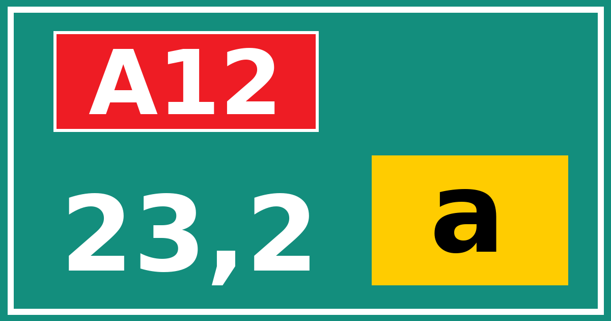 Hectometerbord A12 23,2 letter a