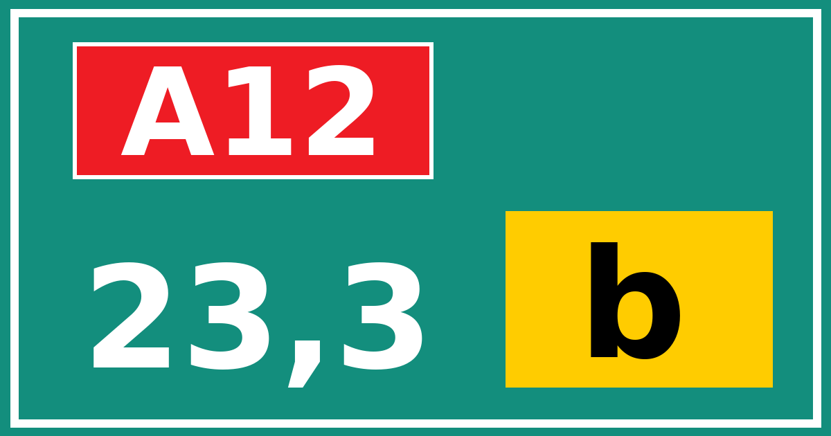 Hectometerbord A12 23,3 letter b