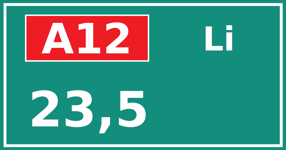 Hectometerbord A12 23,5 zijde Li