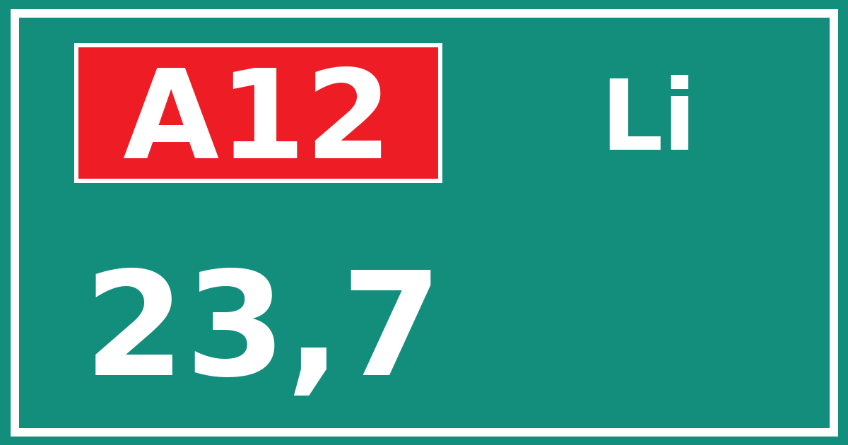 Hectometerbord A12 23,7 zijde Li