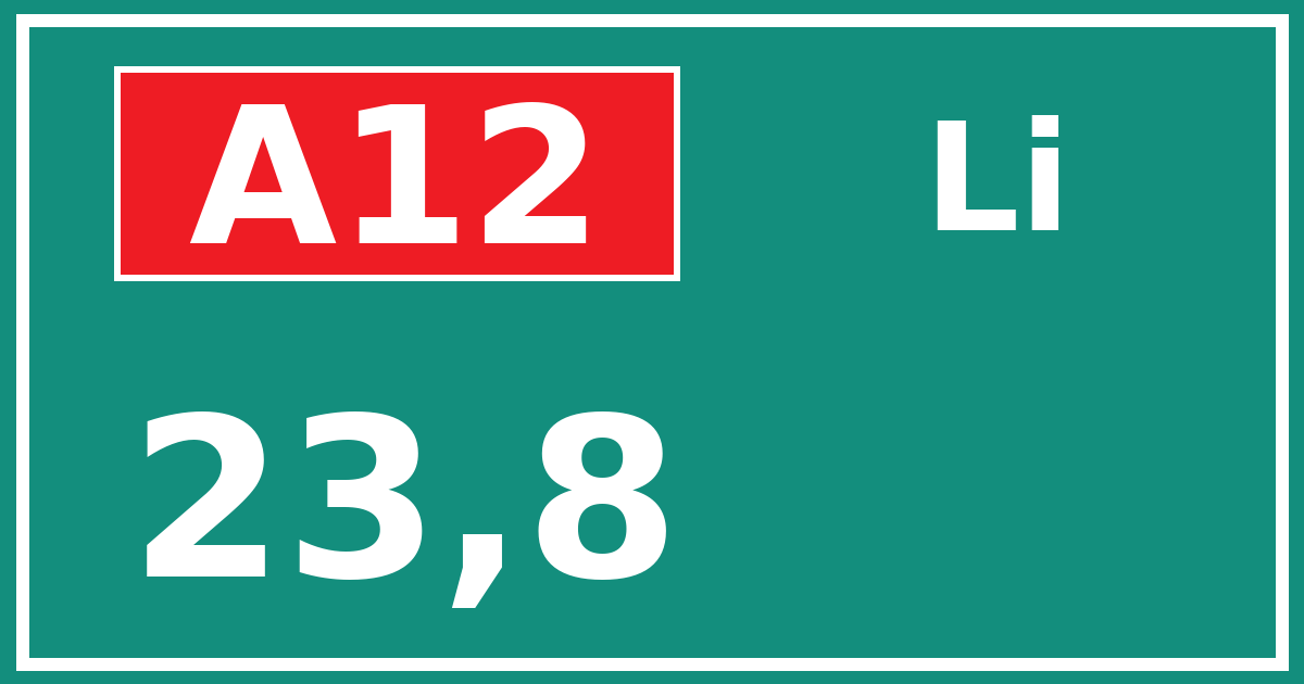 Hectometerbord A12 23,8 zijde Li