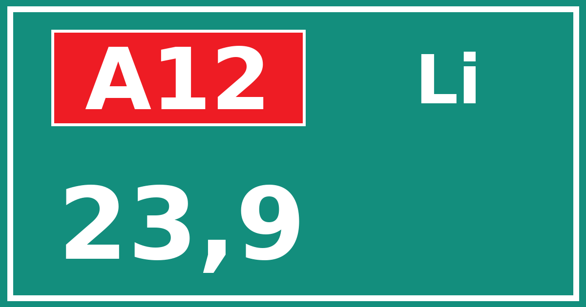 Hectometerbord A12 23,9 zijde Li