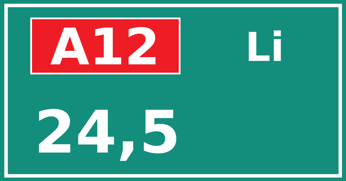 Hectometerbord A12 24,5 zijde Li