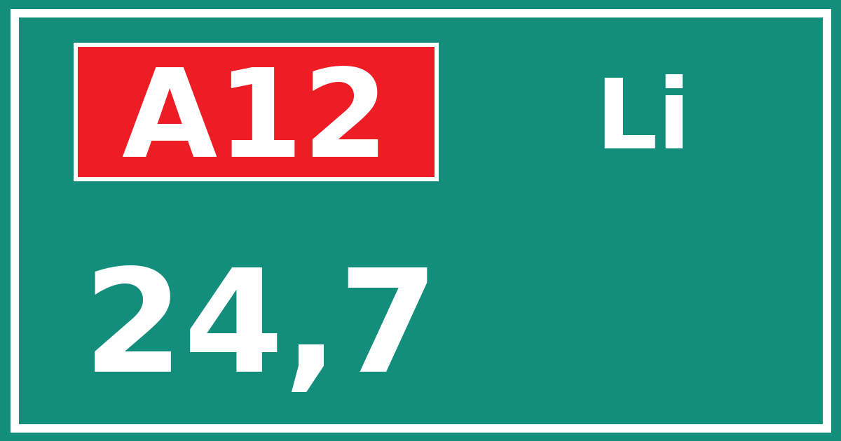Hectometerbord A12 24,7 zijde Li