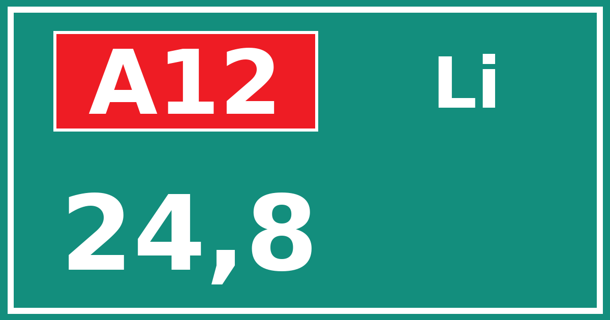 Hectometerbord A12 24,8 zijde Li