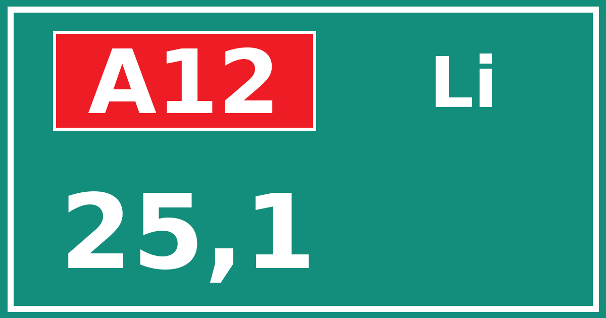 Hectometerbord A12 25,1 zijde Li