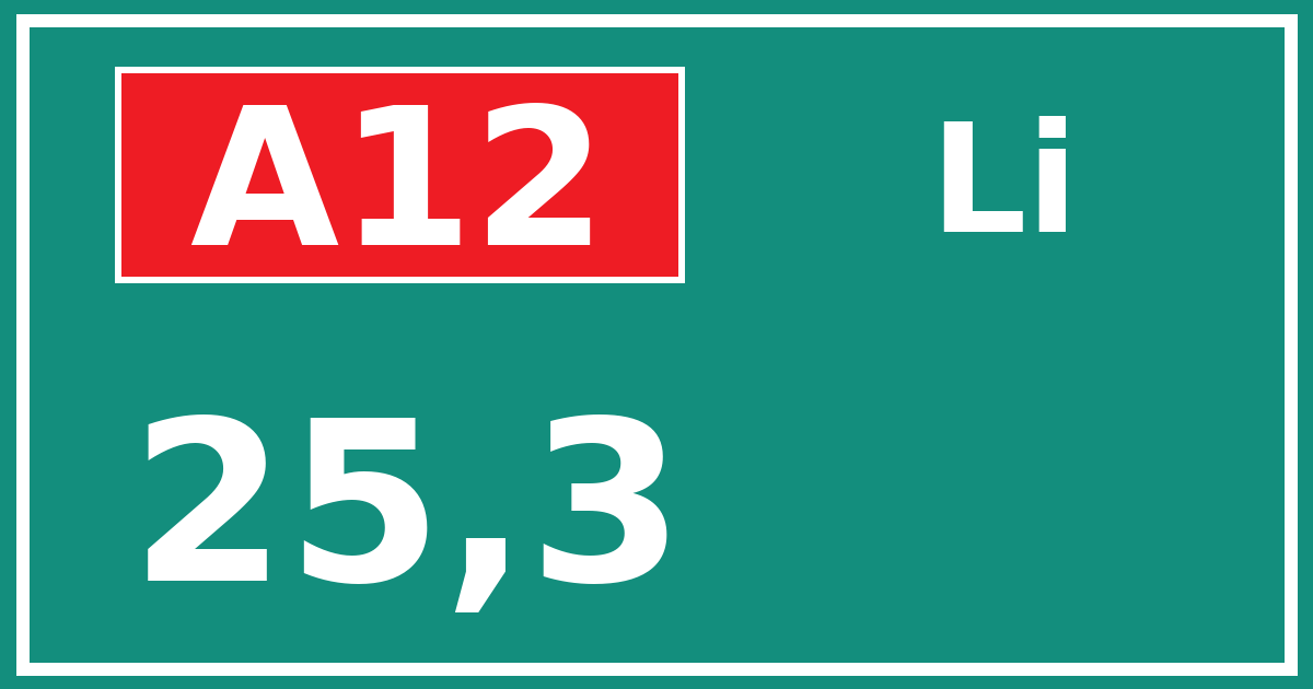 Hectometerbord A12 25,3 zijde Li