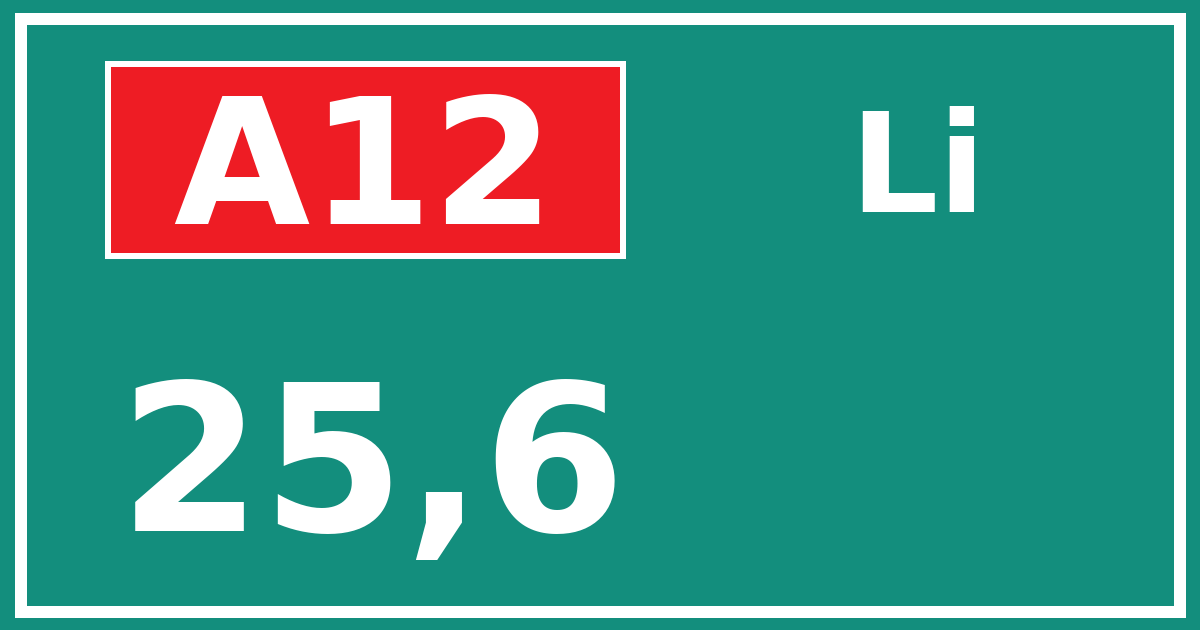 Hectometerbord A12 25,6 zijde Li