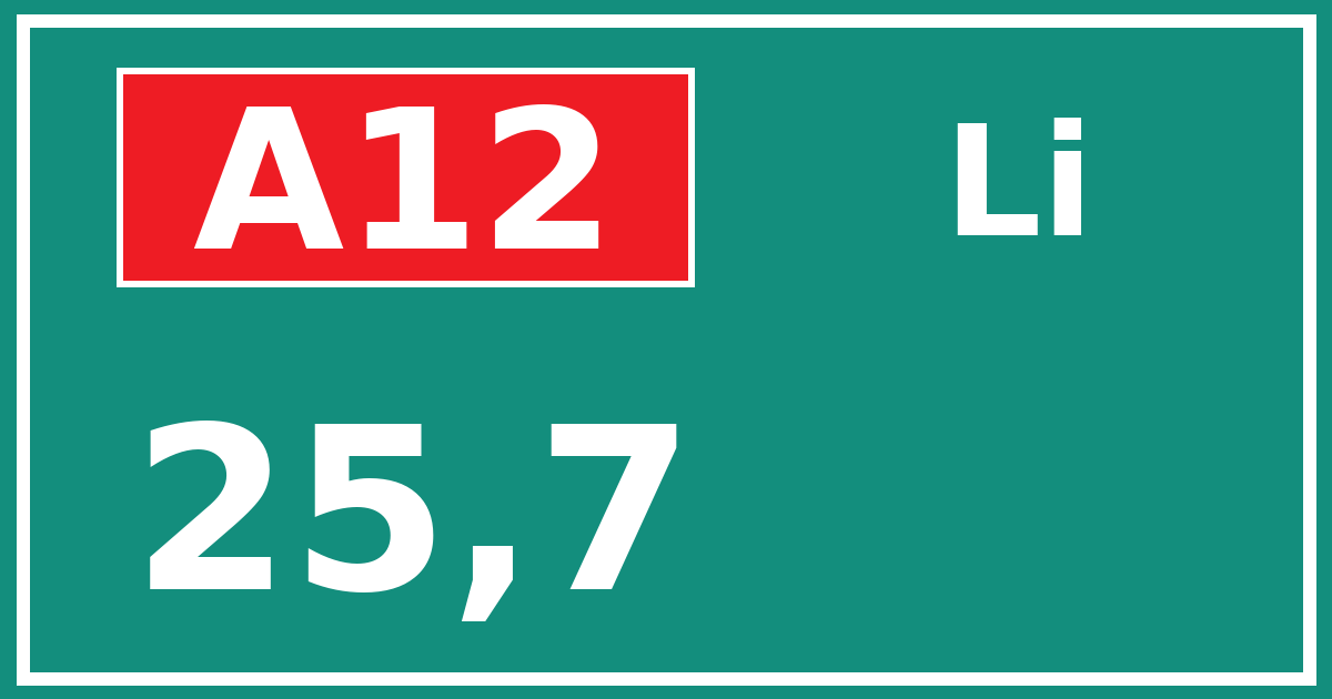 Hectometerbord A12 25,7 zijde Li
