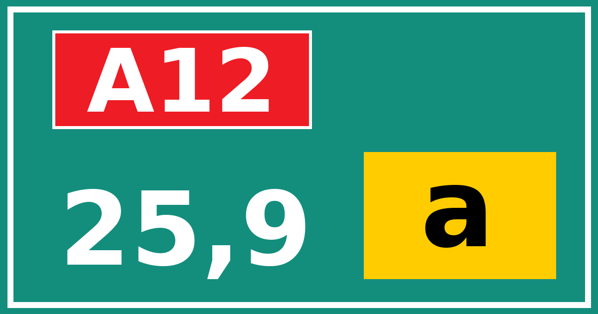 Hectometerbord A12 25,9 letter a