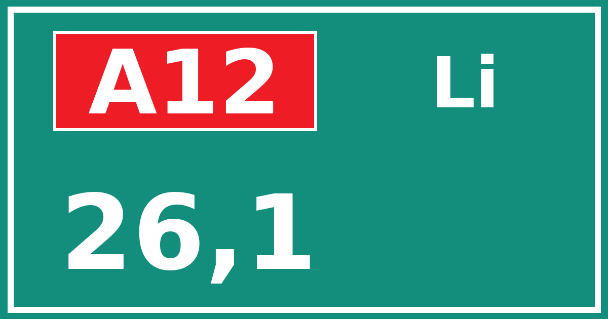 Hectometerbord A12 26,1 zijde Li