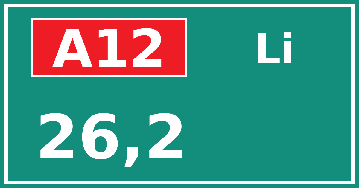 Hectometerbord A12 26,2 zijde Li
