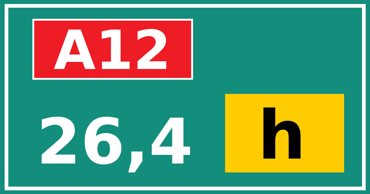 Hectometerbord A12 26,4 letter h