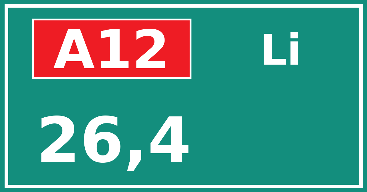 Hectometerbord A12 26,4 zijde Li