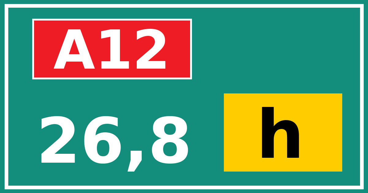 Hectometerbord A12 26,8 letter h