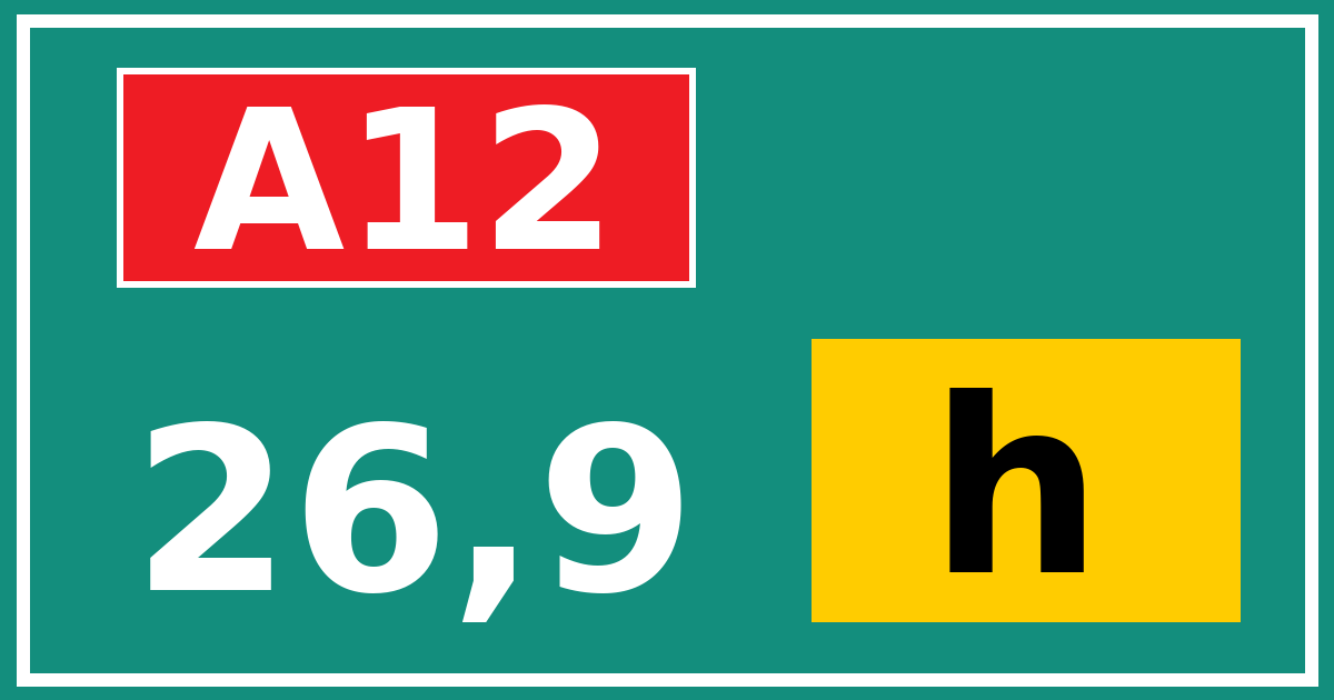 Hectometerbord A12 26,9 letter h