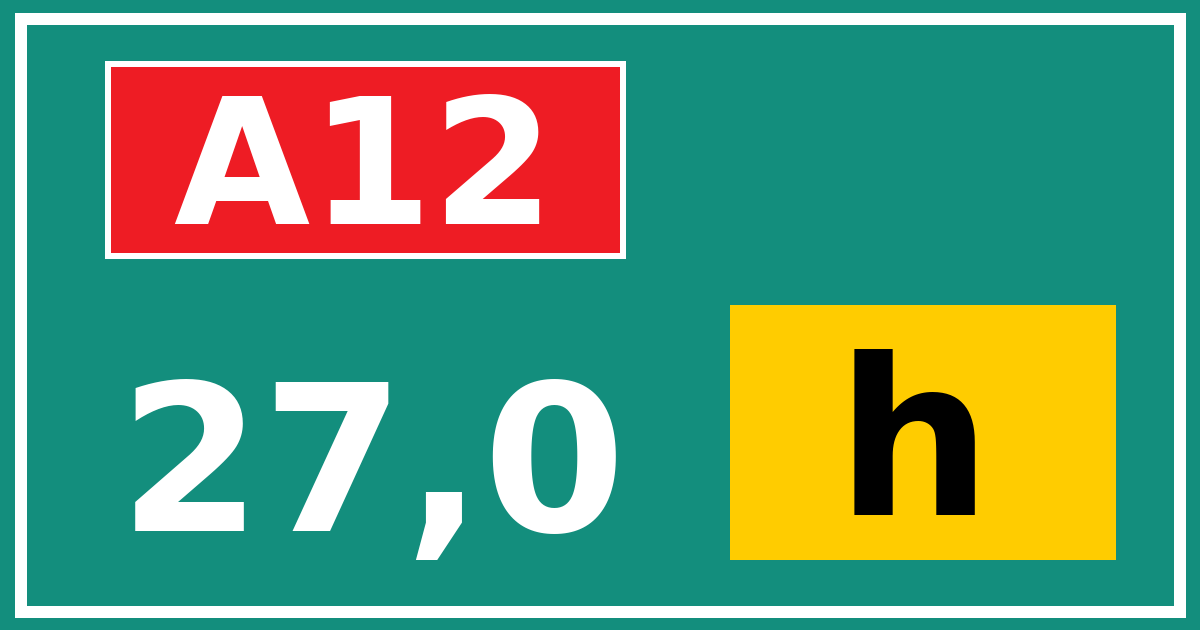 Hectometerbord A12 27,0 letter h
