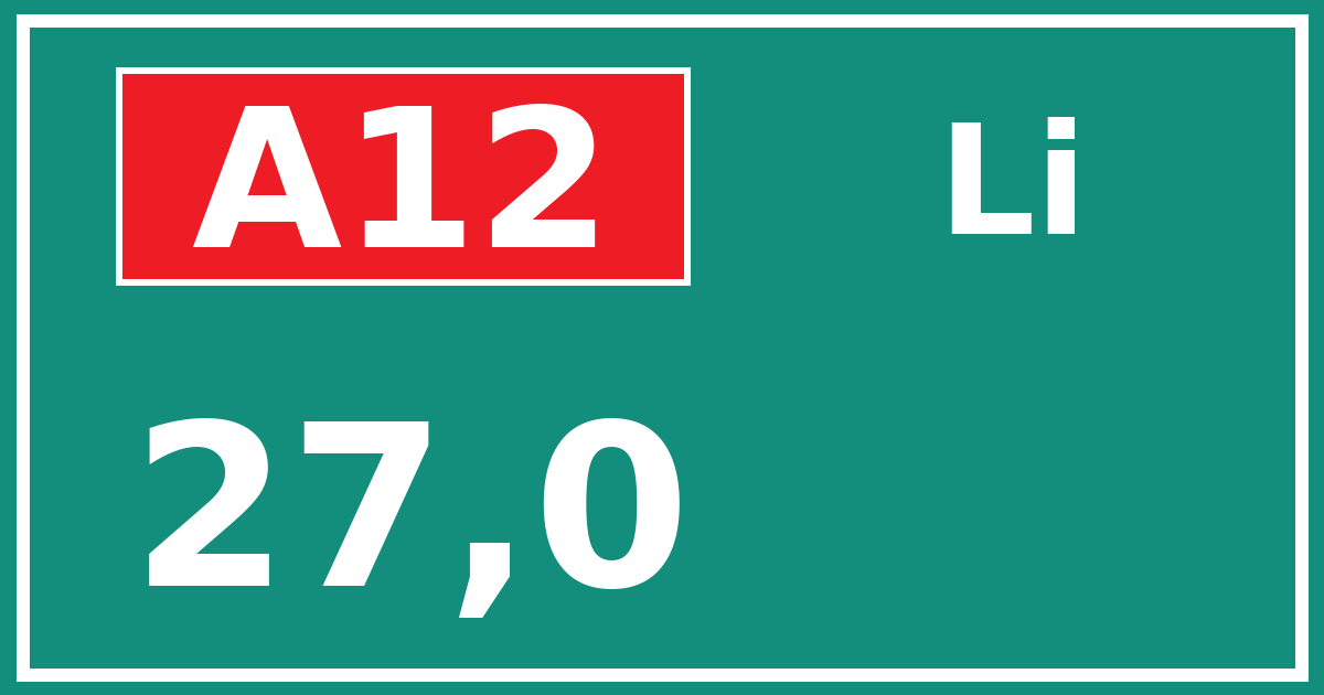 Hectometerbord A12 27,0 zijde Li