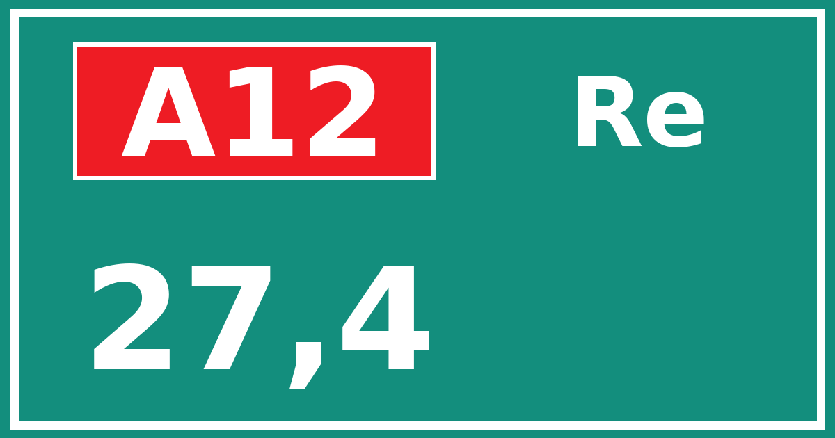 Hectometerbord A12 27,4 zijde Re